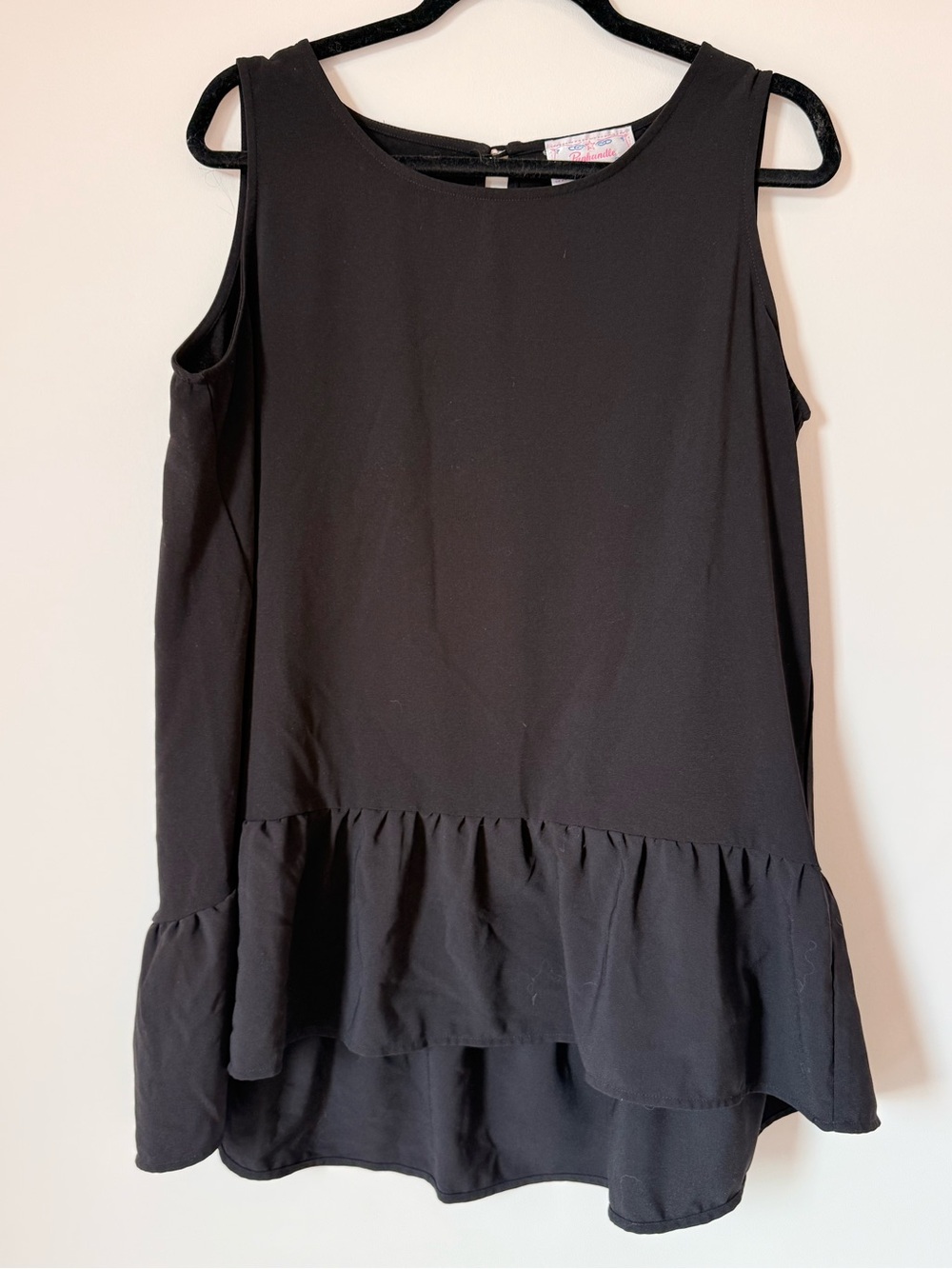 Panhandle Black Ruffle-Hem Women's Tank Top